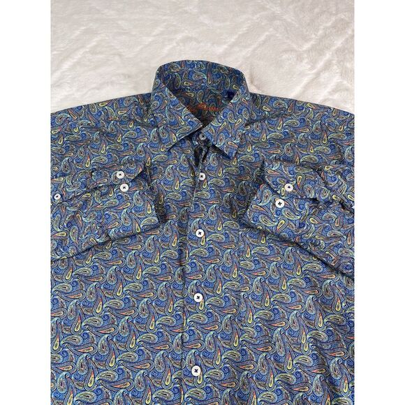 Alan Flusser Other - Alan Flusser Shirt Men's (M) Orange Blue Paisley Button Down Long Sleeve